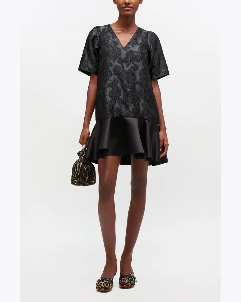 Ganni Minikleid aus Satin-Cloqué - Größe schwarz Schwarz