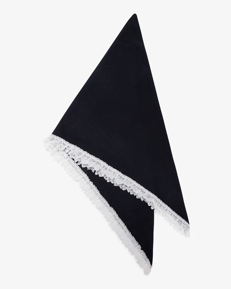Ganni Wollschal mit Spitze marineblau Marineblau