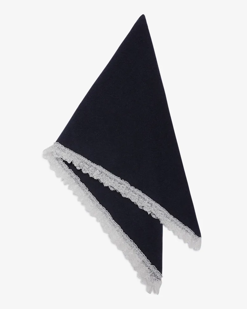 Ganni Wollschal mit Spitze marineblau Marineblau