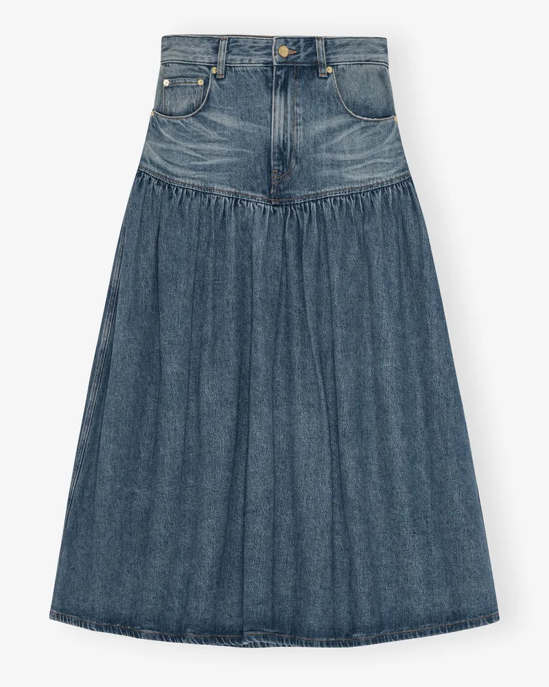 Ganni Mid blau Vintage Blauer gewaschener Jeansrock Lyocell - Größe Mid