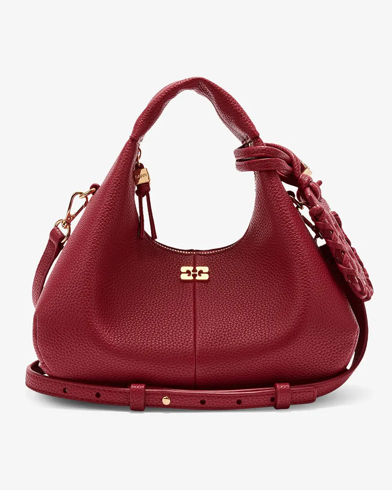 Ganni Genarbte Mini-Hobo-Tasche rot Dahlia Rot