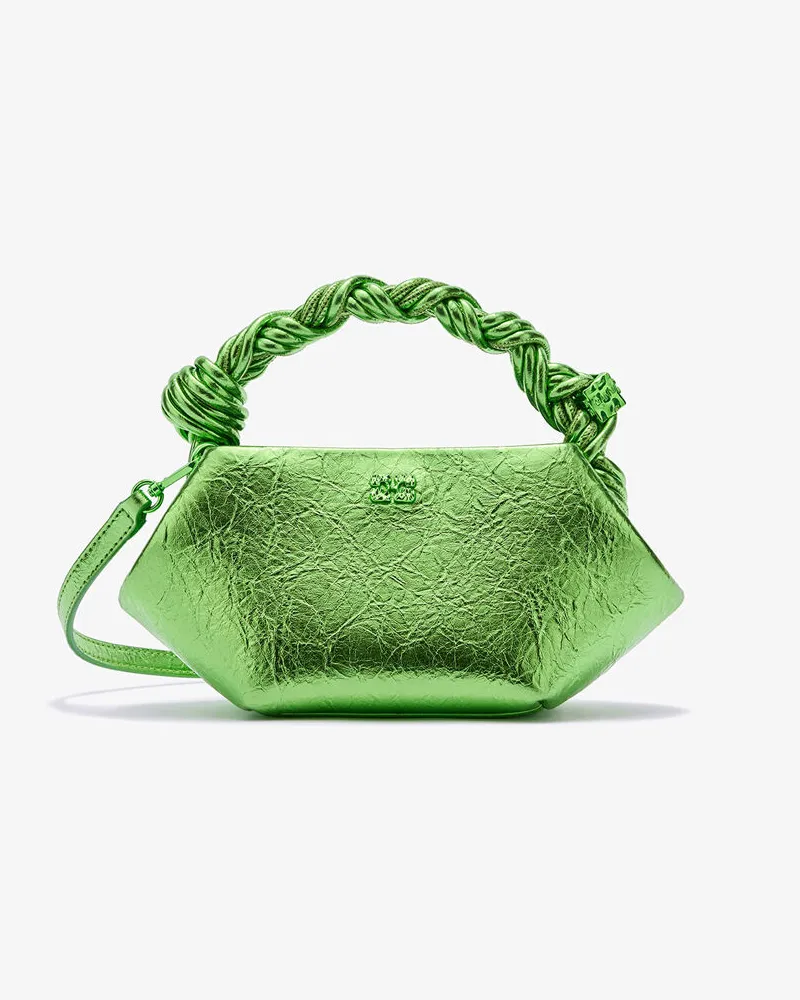 Ganni Mini-Bou-Tasche in Metallic-Optik grün Grün