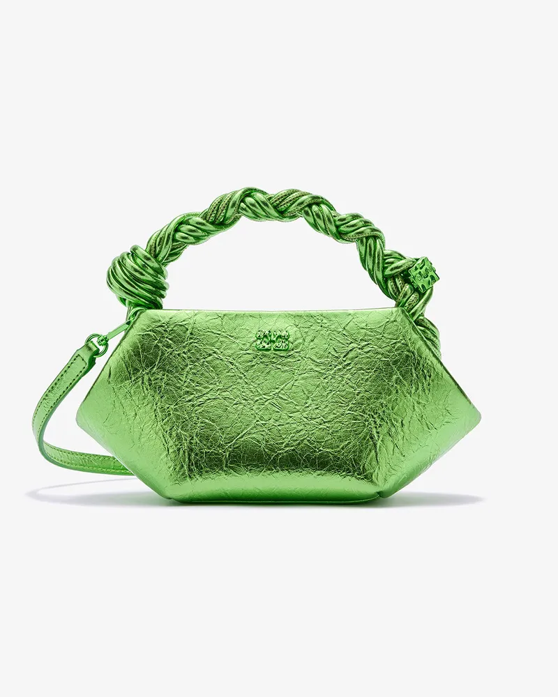 Ganni Mini-Bou-Tasche in Metallic-Optik grün Grün