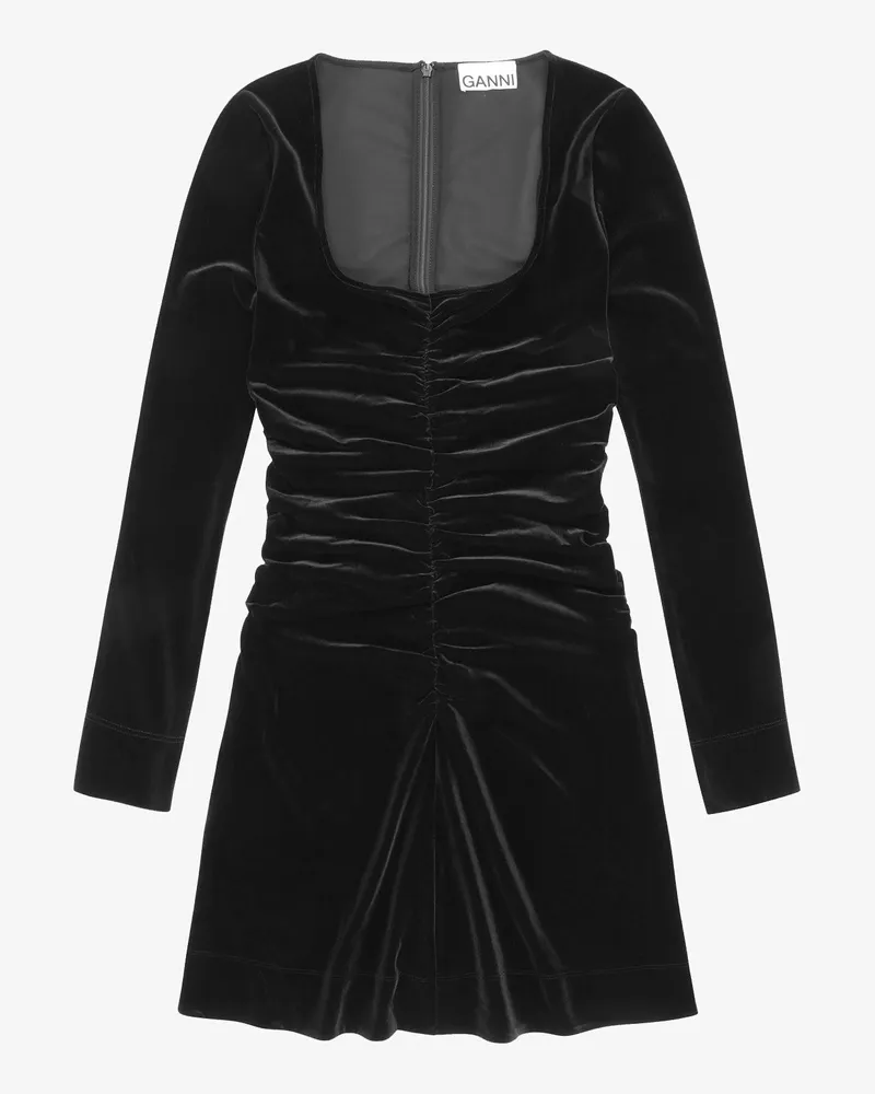 Ganni Schwarzes Samt-Jersey-Minikleid - Größe schwarz Schwarz