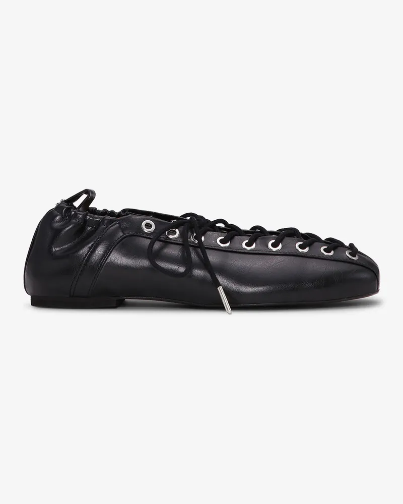Ganni schwarz Schnür-Ballerinas in Oleatex Oleatex - Größe Schwarz