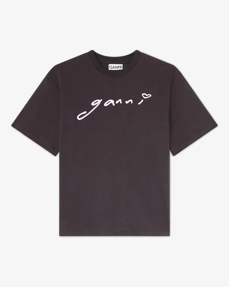 Ganni gemischt T-Shirt in Grau Bio-Baumwolle - Größe Gemischt