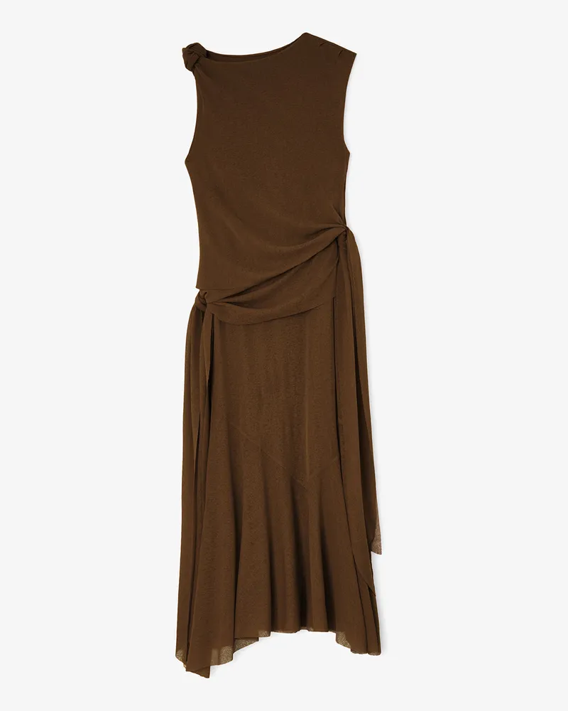 Ganni Langes Kleid aus meliertem Netzstoff - Größe braun Braun