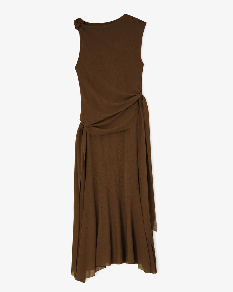 Ganni Langes Kleid aus meliertem Netzstoff - Größe braun Braun