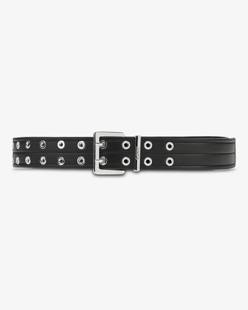 Ganni schwarz Double Eyelet Belt Schwarz