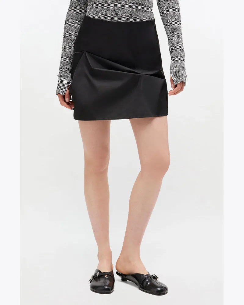 Ganni Schwarzer Minirock aus Nylon - Größe schwarz Schwarz