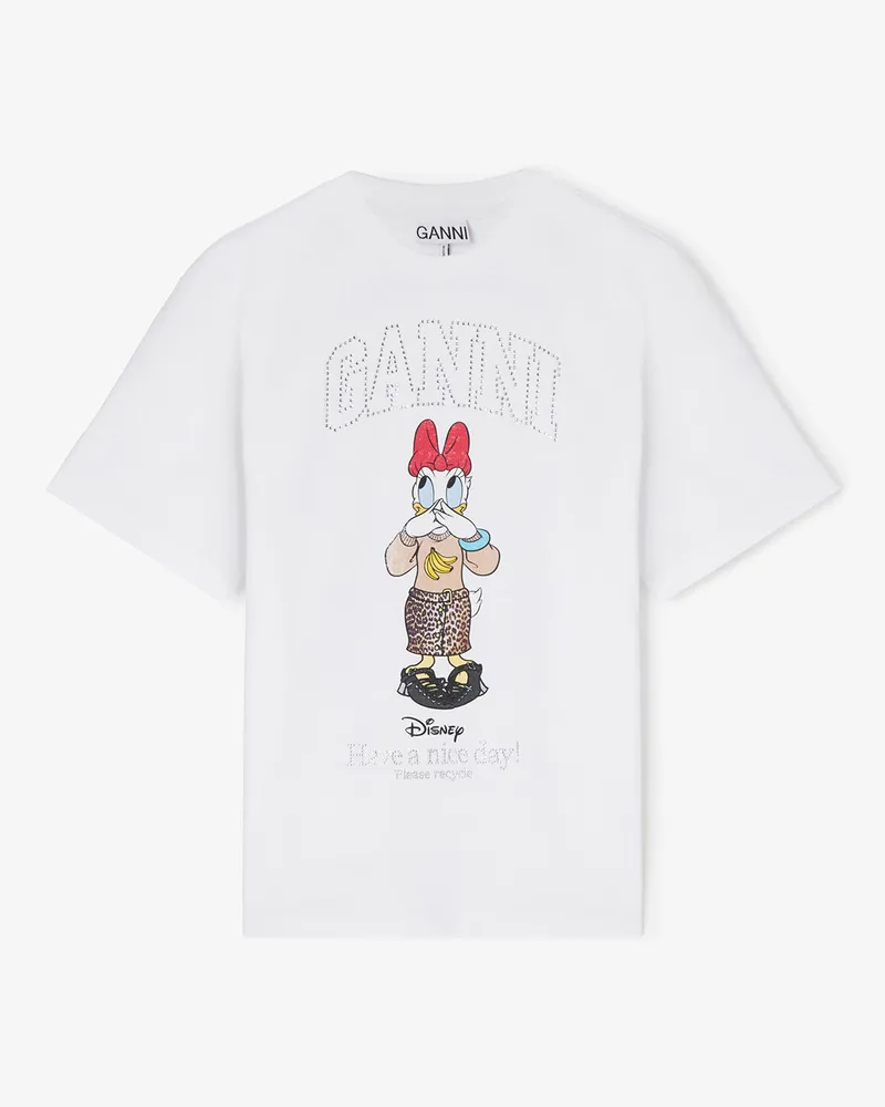 Ganni weiß Weißes T-Shirt mit Daisy-Duck-Print Bio-Baumwolle - Größe Weiß