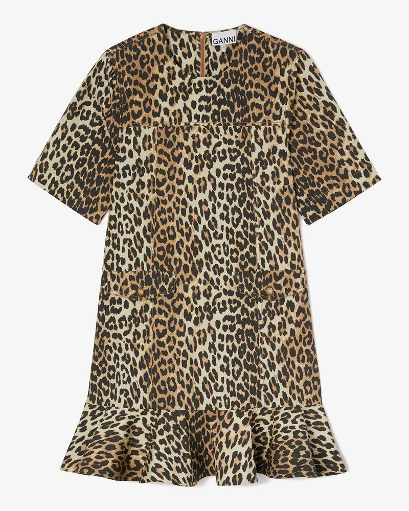 Ganni braun Minikleid aus Stretch-Baumwolle Bio-Baumwolle - Größe Braun