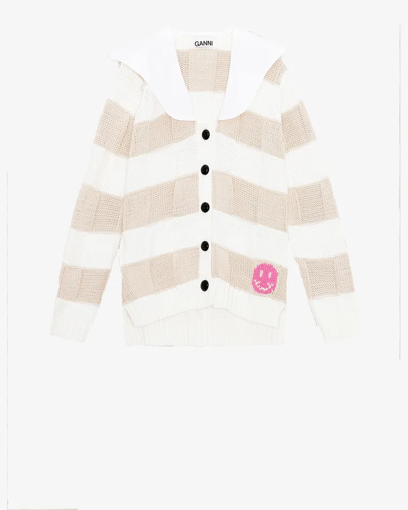 Ganni Baumwollseil Strick-Cardigan weiß Weiß