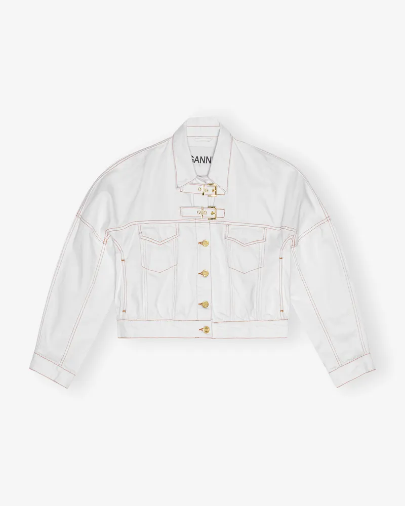 Ganni weiß Organic Cotton Denim Jacket Baumwolle - Größe Weiß