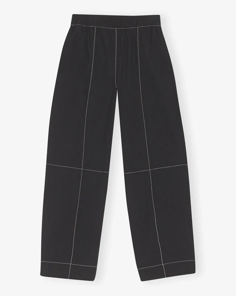 Ganni Curve-Hose aus Baumwoll-Crêpe schwarz Schwarz