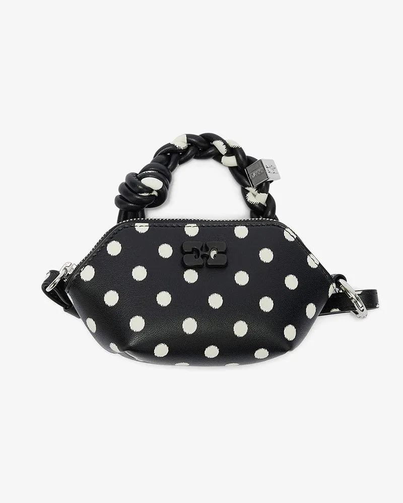 Ganni Nano-Bou-Tasche mit Polka-Dots schwarz Schwarz