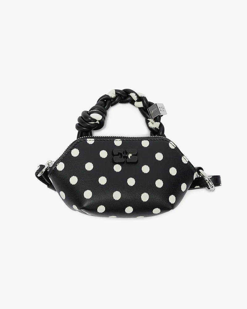 Ganni Nano-Bou-Tasche mit Polka-Dots schwarz Schwarz