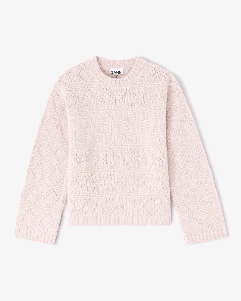 Ganni rosa Bubble-Pullover aus Baumwolle und Wolle - Größe Rosa