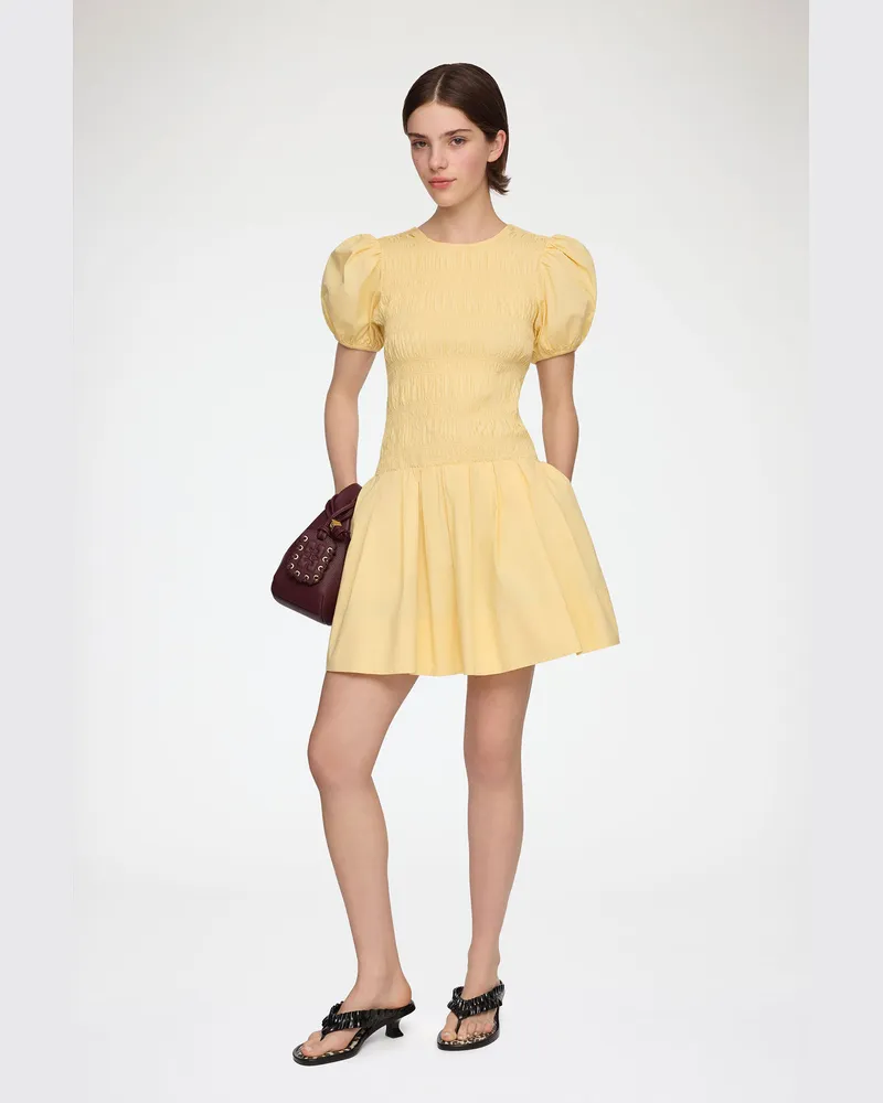 Ganni Italian Straw Minikleid aus gelber Baumwolle Bio-Baumwolle - Größe Italian