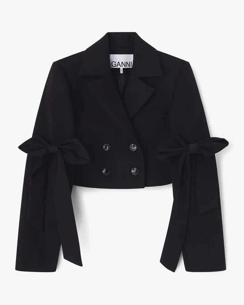 Ganni Schwarzer, kurzer Blazer aus Crêpe - Größe schwarz Schwarz