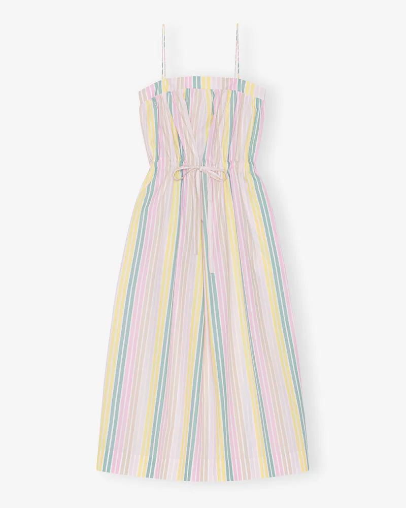 Ganni gemischt Maxi-Trägerkleid aus gestreifter Baumwolle Bio-Baumwolle - Größe Gemischt
