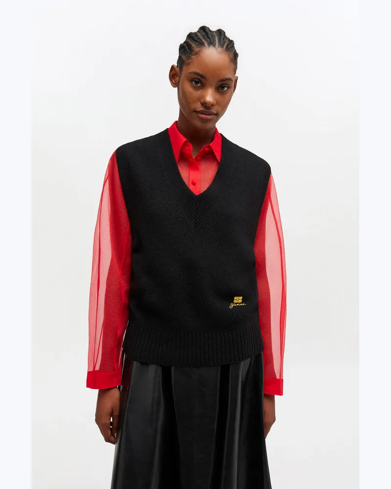 Ganni schwarz Weste aus einer Wollmischung Wolle - Größe Schwarz
