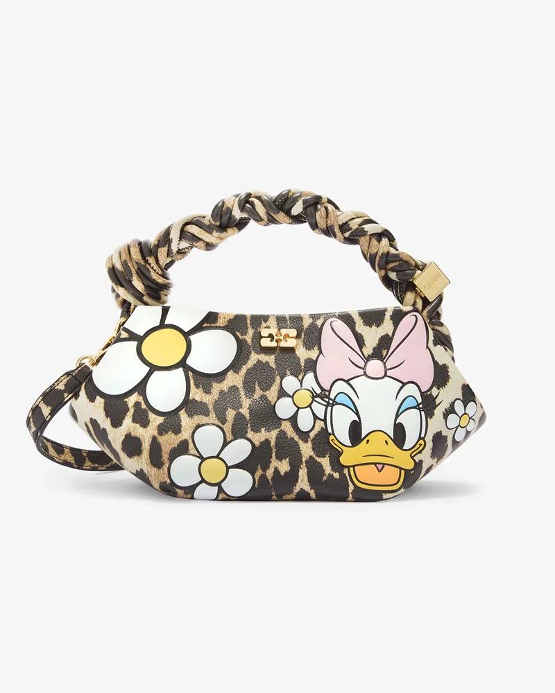 Ganni x Disney - Daisy-Duck-Mini-Bou-Tasche mit Leopardenmuster Almond Milk Almond