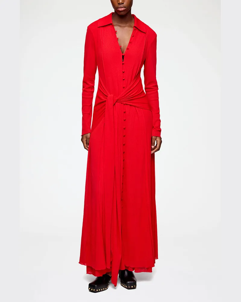 Ganni Langes Kleid aus meliertem Netzstoff - Größe Goji Berry Goji