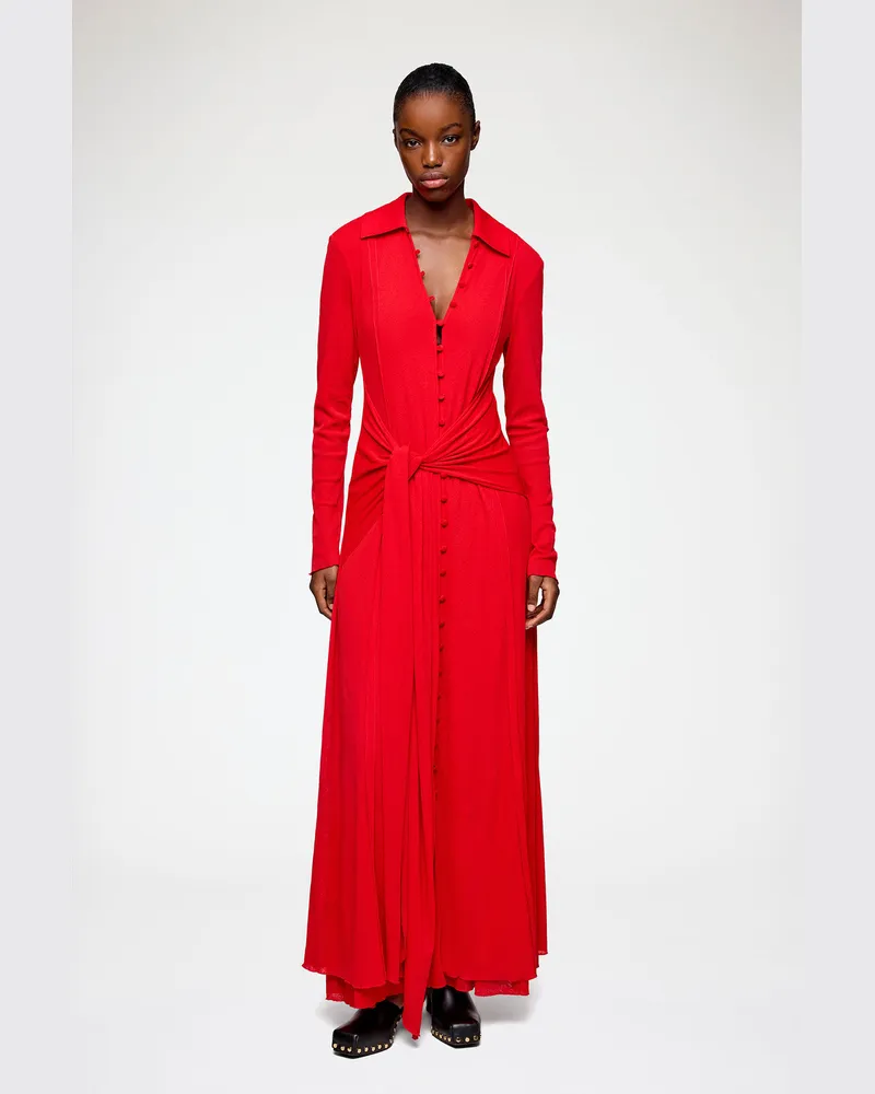 Ganni Langes Kleid aus meliertem Netzstoff - Größe Goji Berry Goji