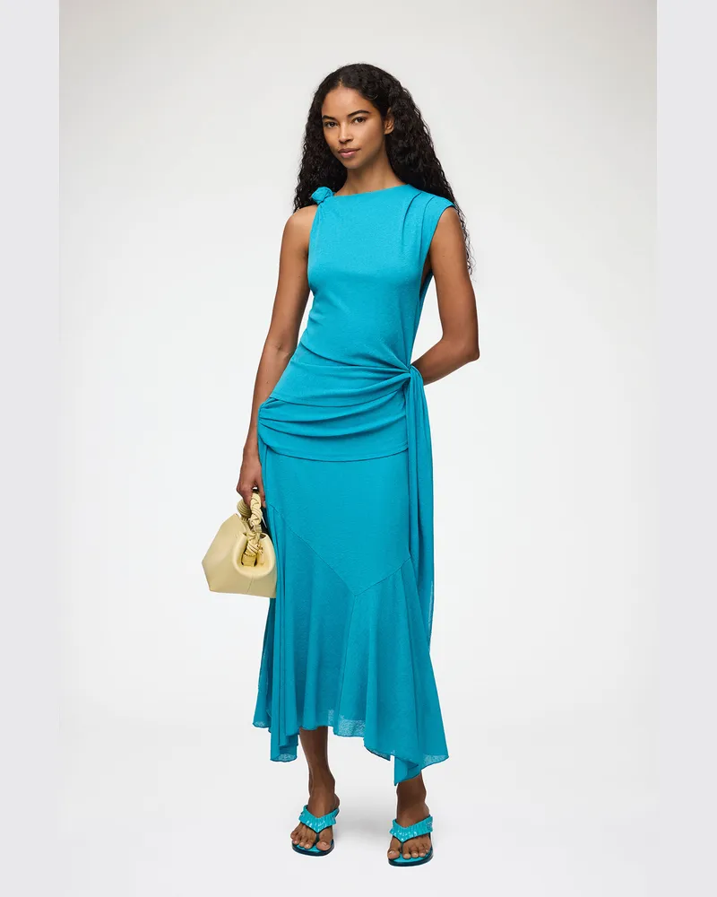 Ganni Langes Kleid aus meliertem Netzstoff - Größe River blau River
