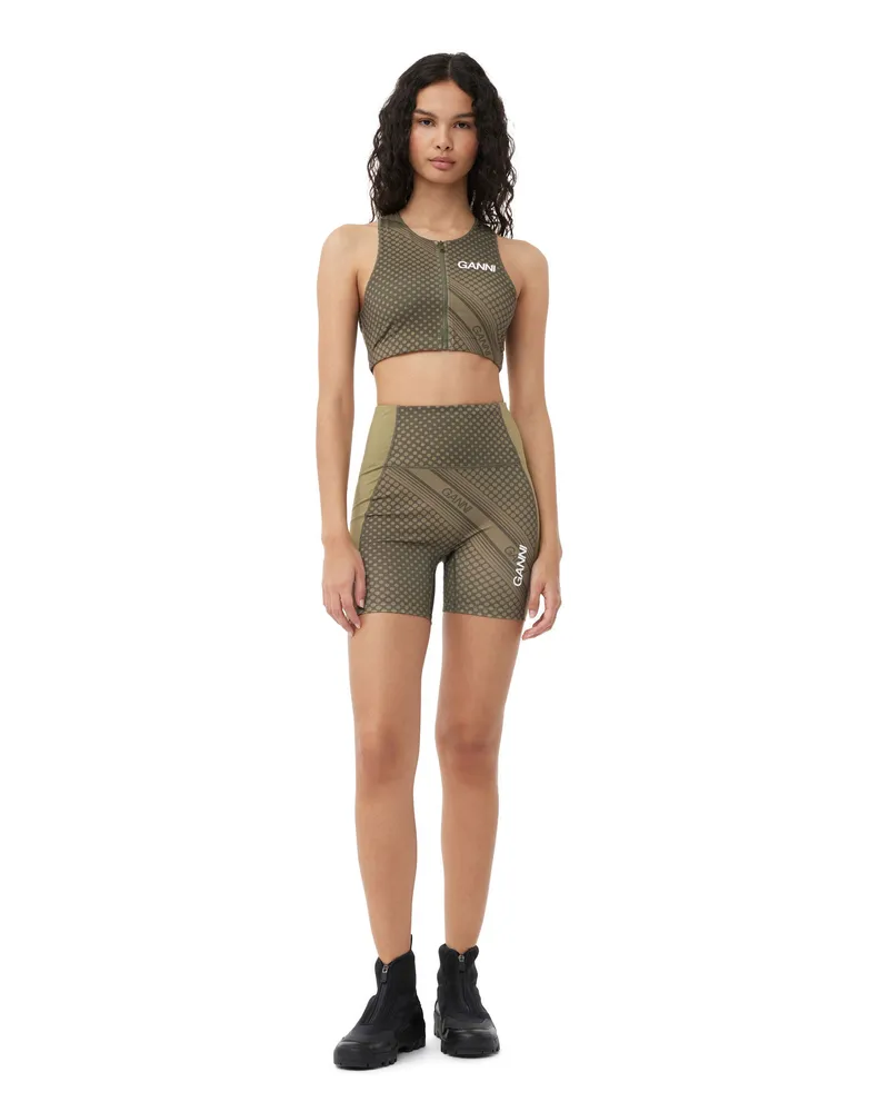 Ganni grün Ultra-High-Waist-Sportshorts Recycelte Nylon - Größe Grün