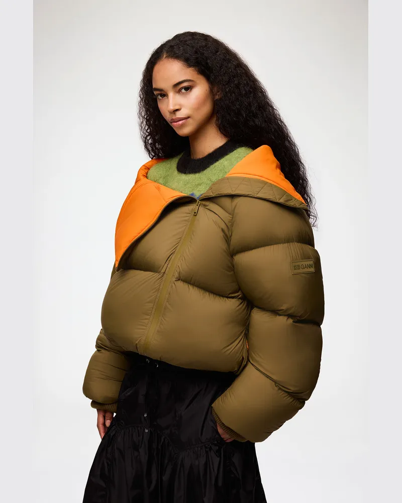 Ganni Pufferjacke aus grünem Future-Nylon - Größe grün Grün