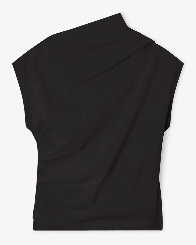 Ganni schwarz Schwarzes Rüschentop Bio-Baumwolle - Größe Schwarz