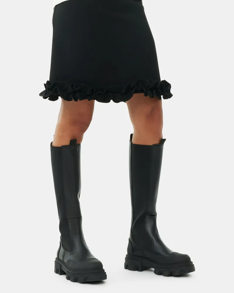 Ganni Hohe Chelsea-Stiefel mit grober Sohle in Schwarz Schwarz