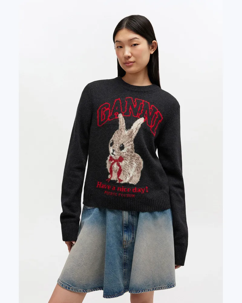 Ganni gemischt Wollpullover mit Grafik - Größe Gemischt