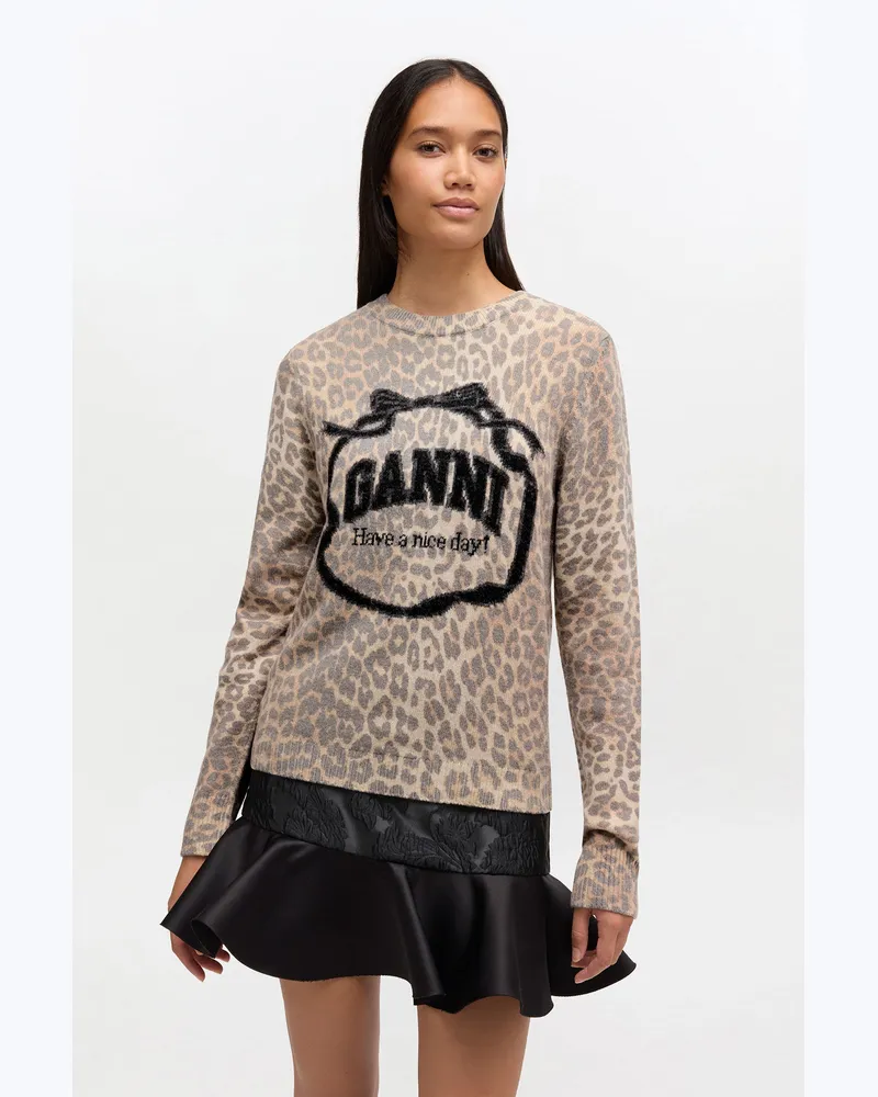 Ganni gemischt Wollpullover mit Grafik - Größe Gemischt