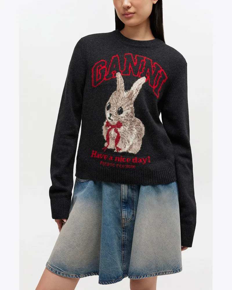 Ganni Strickpullover aus Wolle mit grafischem Muster gemischt Gemischt