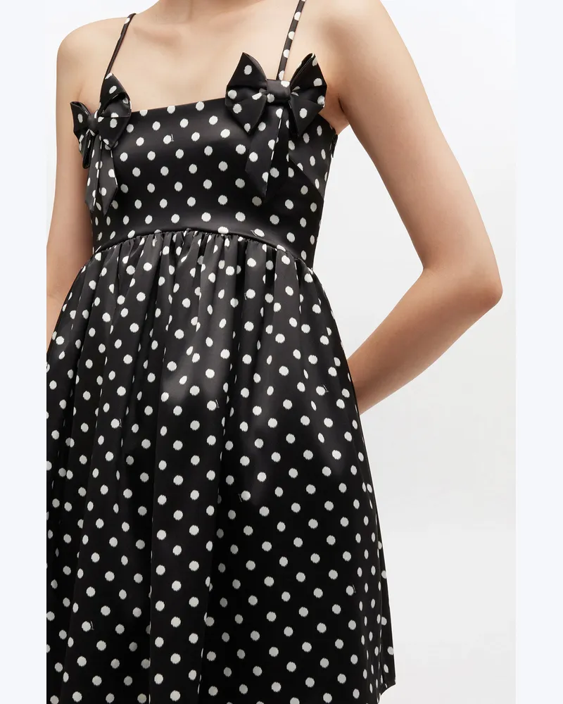 Ganni schwarz Minikleid aus Satin in Polkaoptik - Größe Schwarz