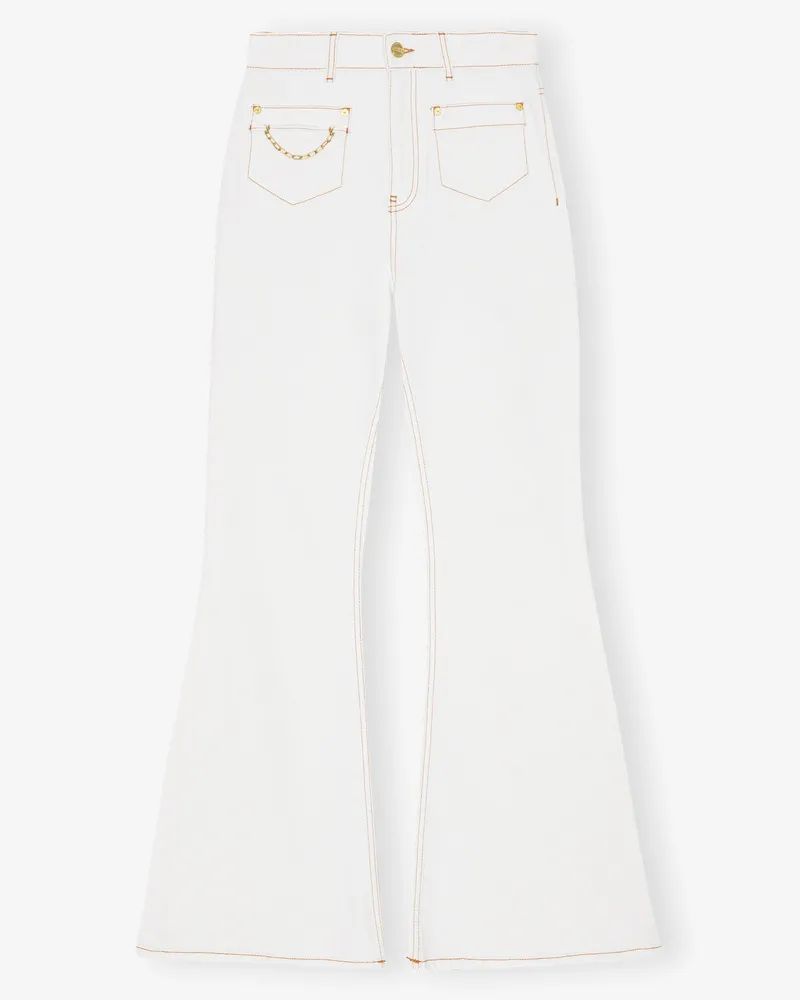 Ganni weiß High Waist Flare Jeans Baumwolle - Größe Weiß