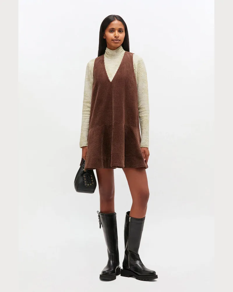 Ganni braun Corduroy Mini Dress Baumwolle - Größe Braun