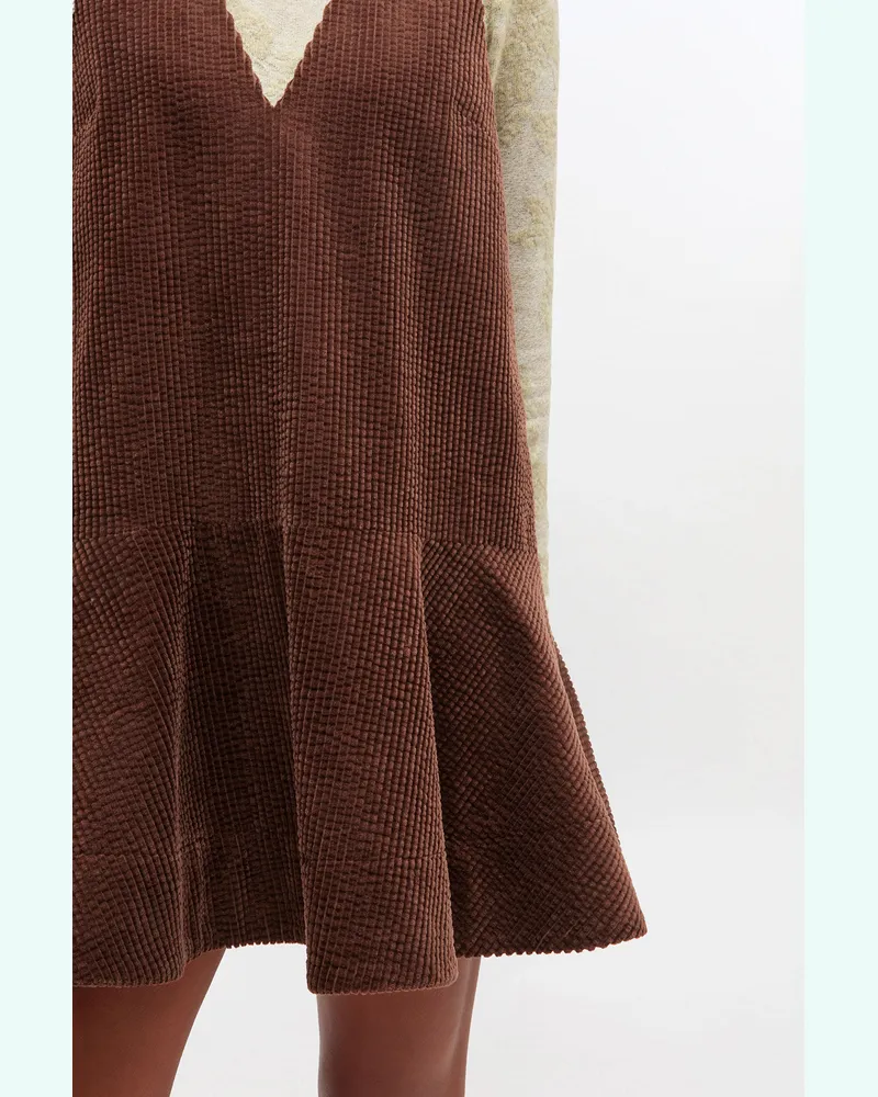 Ganni braun Mini-Kleid aus braunem Cord Bio-Baumwolle - Größe Braun