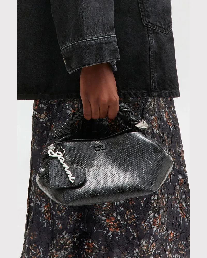 Ganni Bou-Herzspiegel mit schwarzer Schlange schwarz Schwarz