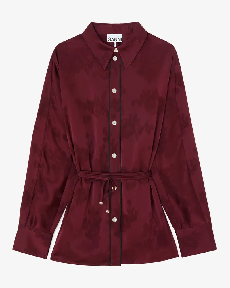 Ganni Hemd aus rotem Satin rot Rot