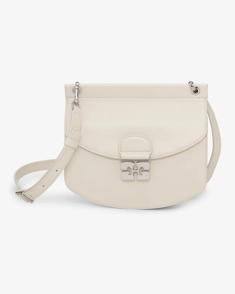 Ganni Cremefarbene kleine Apo-G-Tasche weiß Weiß