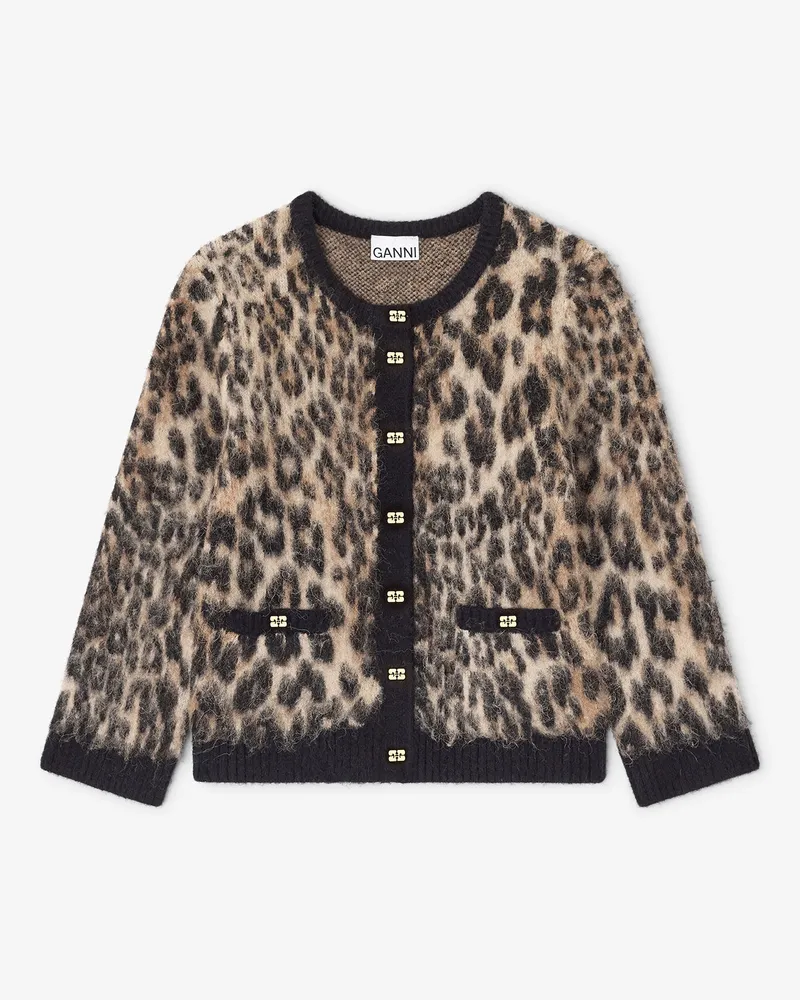 Ganni Strickjacke mit Leopardenmuster gemischt Gemischt