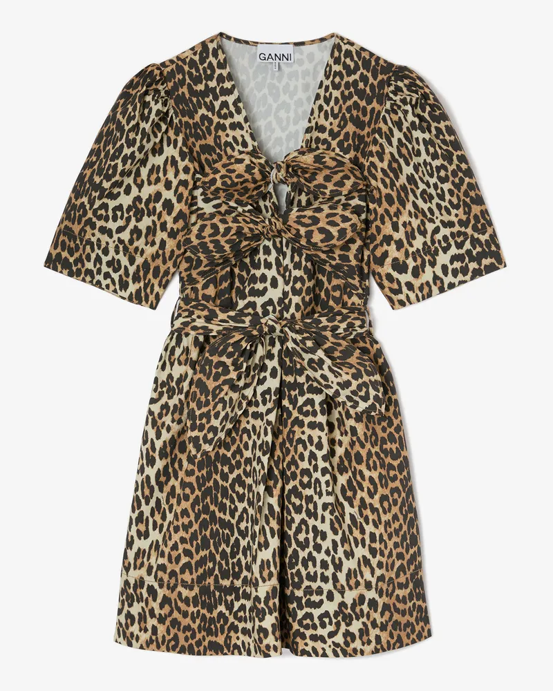 Ganni gemischt Leoparden-Minikleid aus Baumwolle Bio-Baumwolle - Größe Gemischt