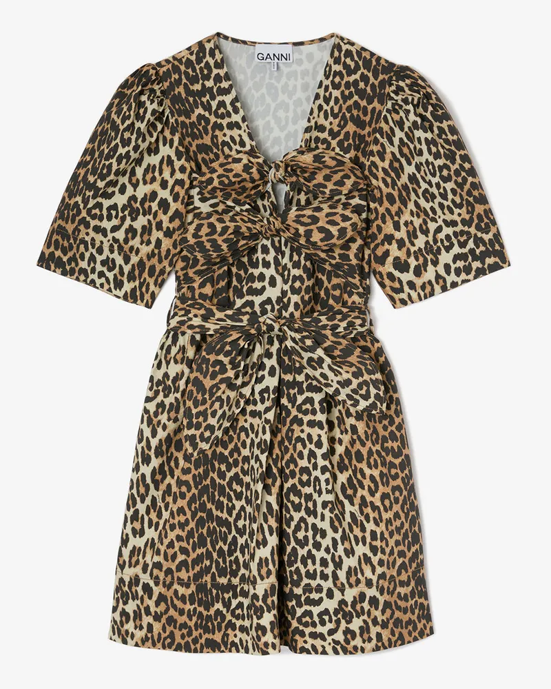 Ganni gemischt Leoparden-Minikleid aus Baumwolle Bio-Baumwolle - Größe Gemischt