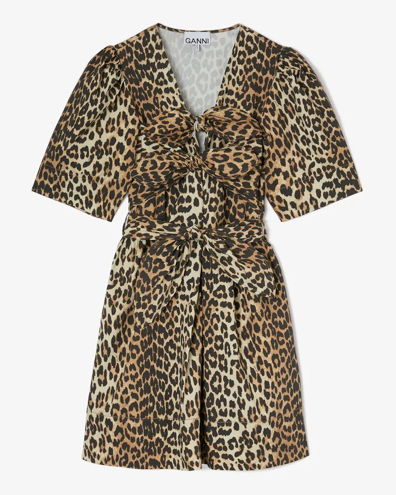 Ganni gemischt Leoparden-Minikleid aus Baumwolle Bio-Baumwolle - Größe Gemischt