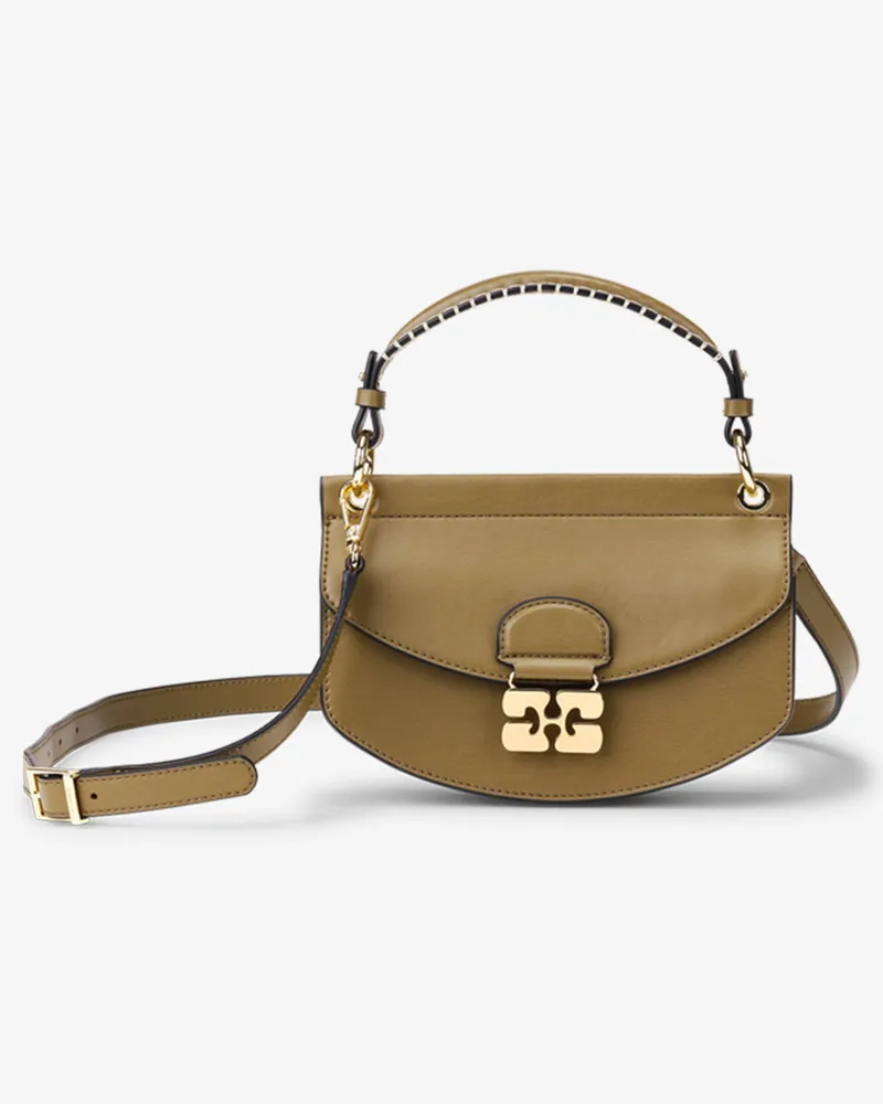 Ganni Olive grün Mini Top Handle Apo-G Tasche Military Military