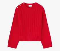 Roter Pullover aus Wollmischung mit Zopfmuster rot
